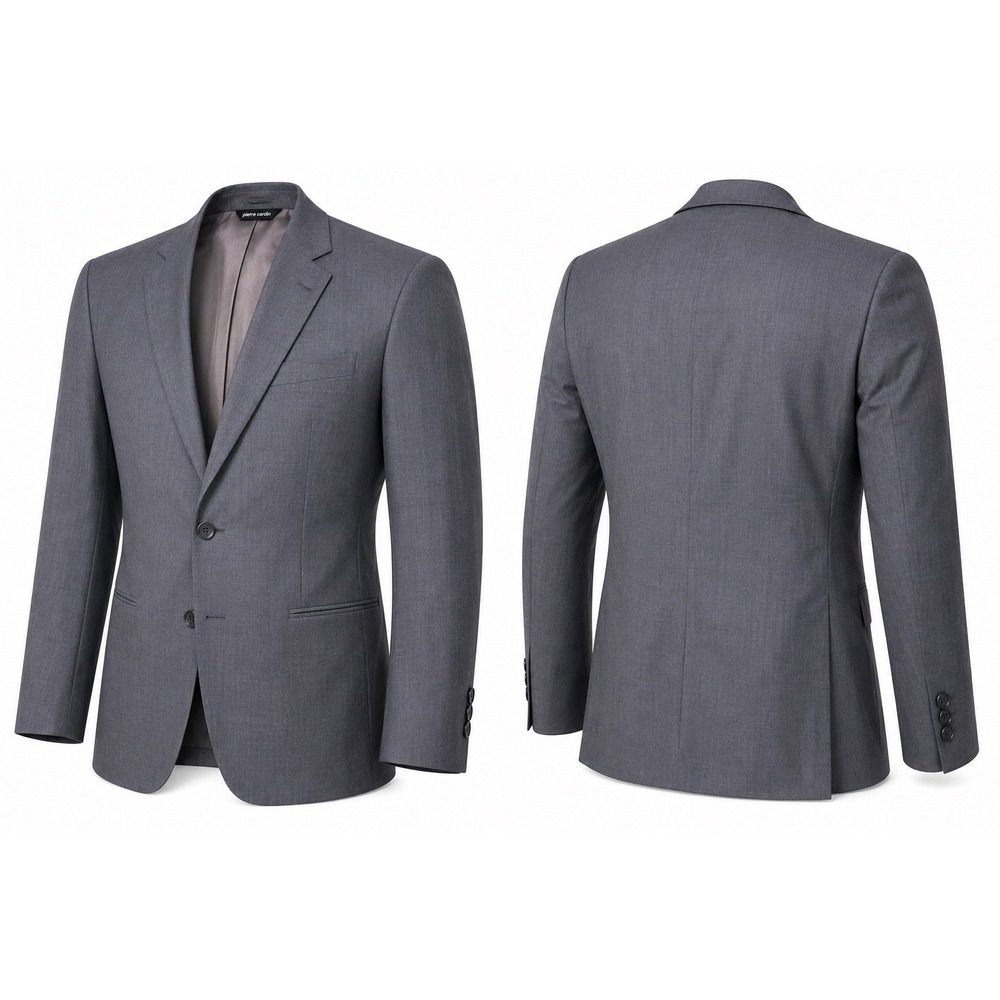 Vintage Pierre Cardin 100% Wool Gray Blazer 46R — Union Made "Man in Wool"